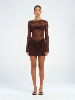 Benni Oscar Brown Mini Dress Size AU 8 for rent on The Volte - image 1