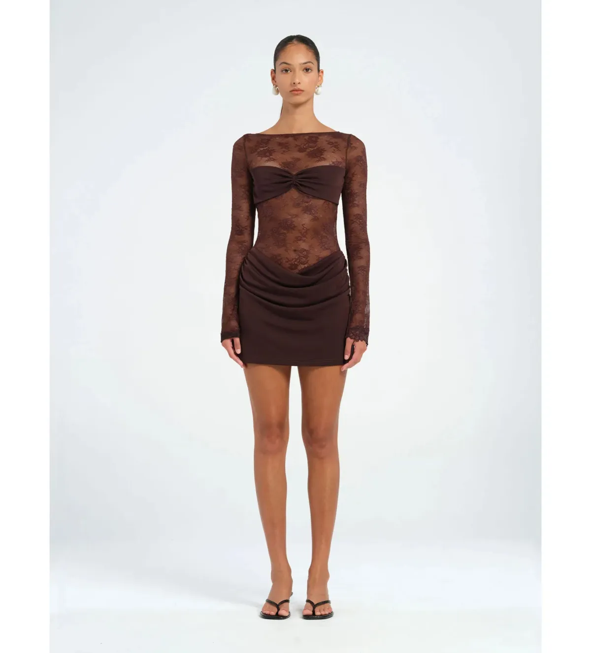 BENNI Oskar Mini Dress in Brown Size 8 - Image 1