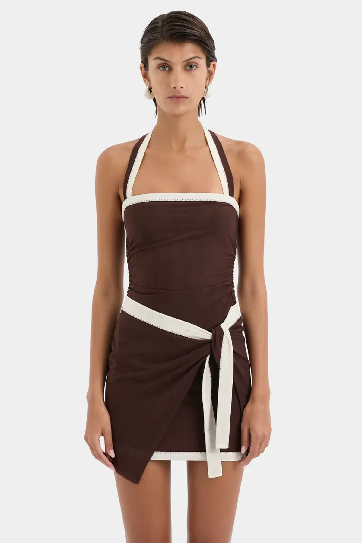 Sir the Label Jacques Mini Dress Chocolate  Size 10  - Image 4