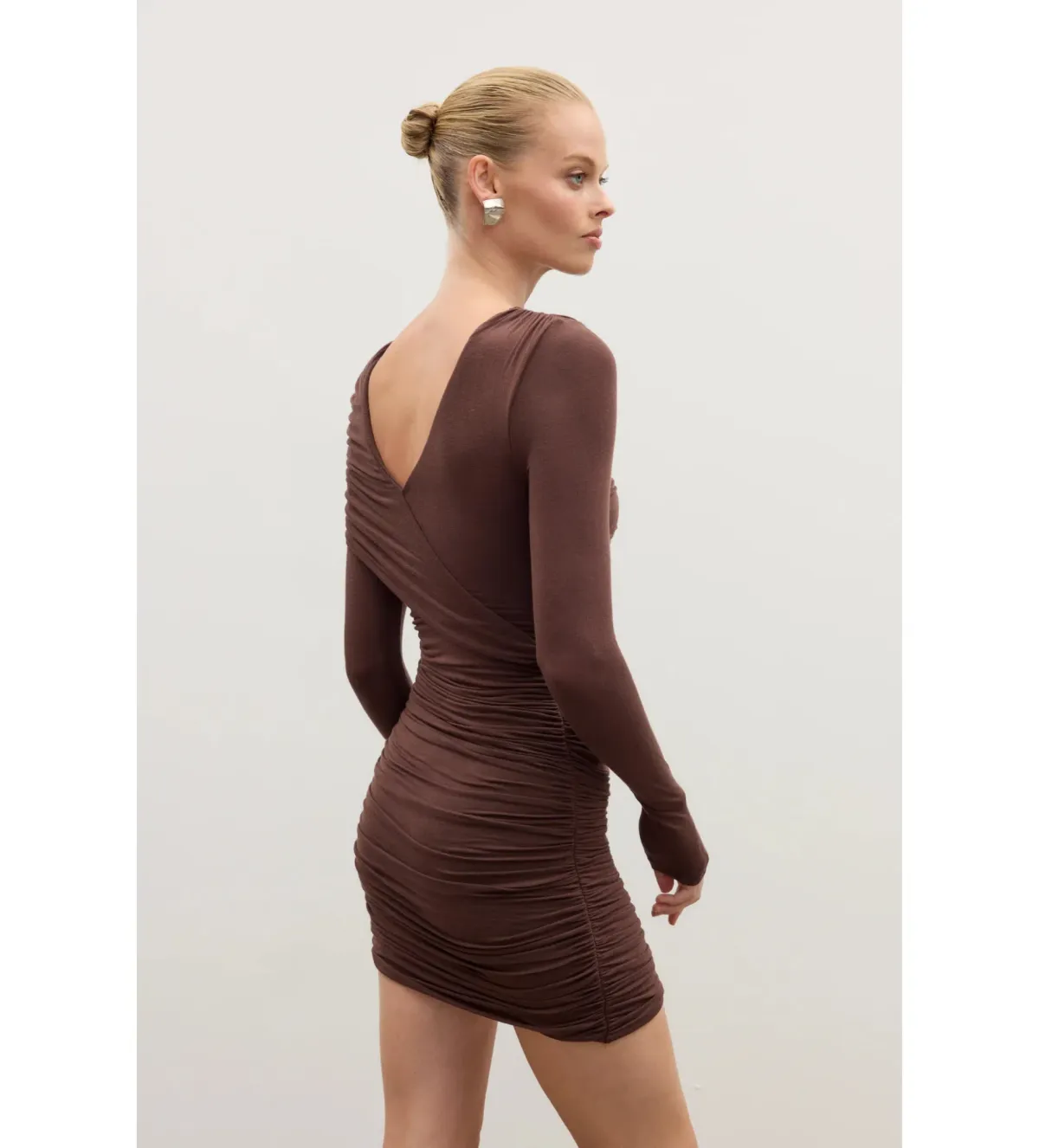 Bayse Kai Mini Dress Chocolate Size XS/AU 6 - Image 4
