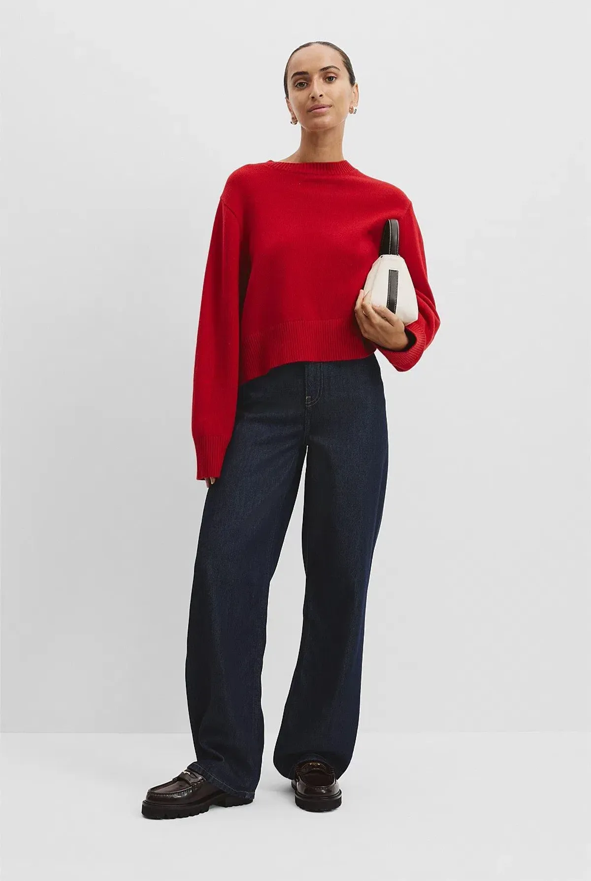 Country Road Organically Grown Cotton Blend Crop Crew Neck Knit Red Size AU  - Image 2