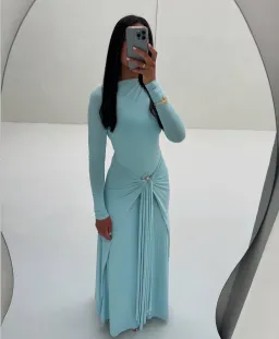 Alaia Muse Yasmin Gown Blue Size 8 for rent on The Volte - image 3