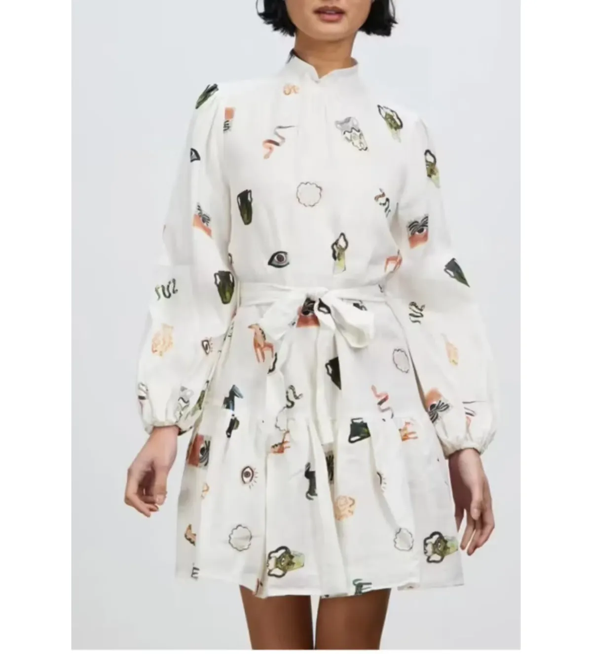 Alemais Hera Mini Dress White Print Size AU 6 - Image 2