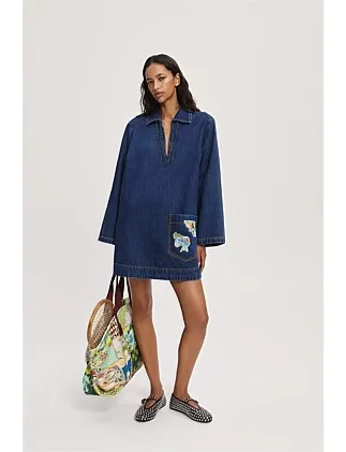 ALEMAIS SPEEDY DENIM MINI DRESS SIZE 10/L - Image 2