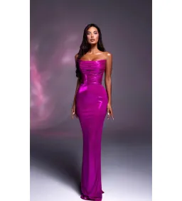 Diba Celina Ela Strapless With Ruched Bodice Maxi Dress Fuschia Size 6 for rent on The Volte - image 1