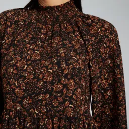 Seed Heritage Shirred Floral Mini Dress Black Size 12 for rent on The Volte - image 4