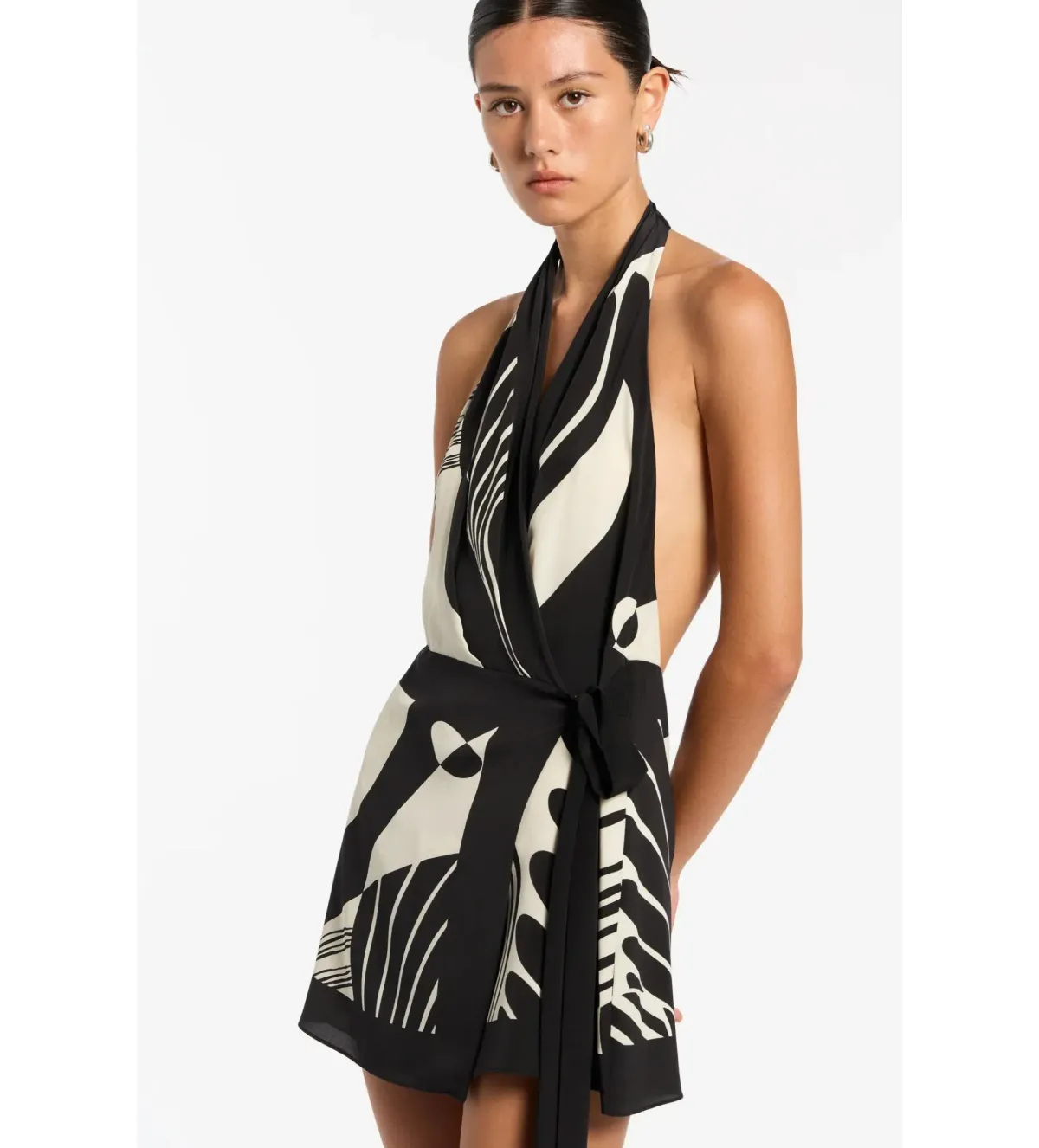 SIR The Label Realisme Wrap Halter Mini Dress - Size 1 /Au 8 - Image 3