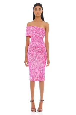 Eliya The Label Alyssa Sequin Midi Dress Pink Size S AU 8 for rent on The Volte - image 1