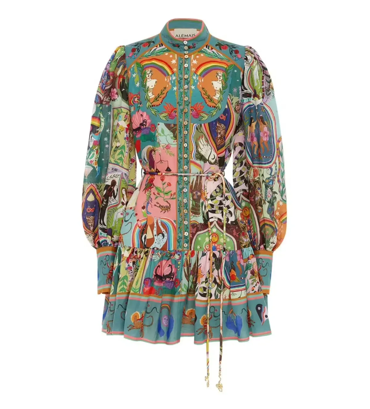 Alemais Evergreen Mini Dress in Multi Print Size AU 8 - Image 7