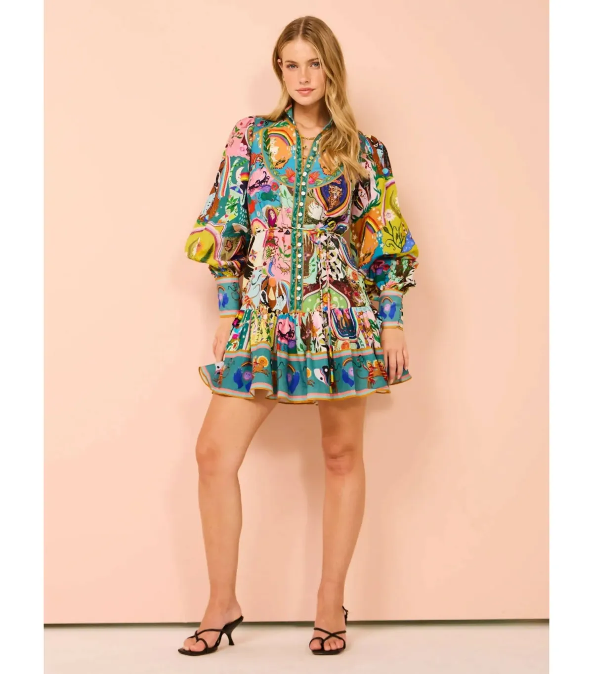 Alemais Evergreen Mini Dress in Multi Print Size AU 8 - Image 1