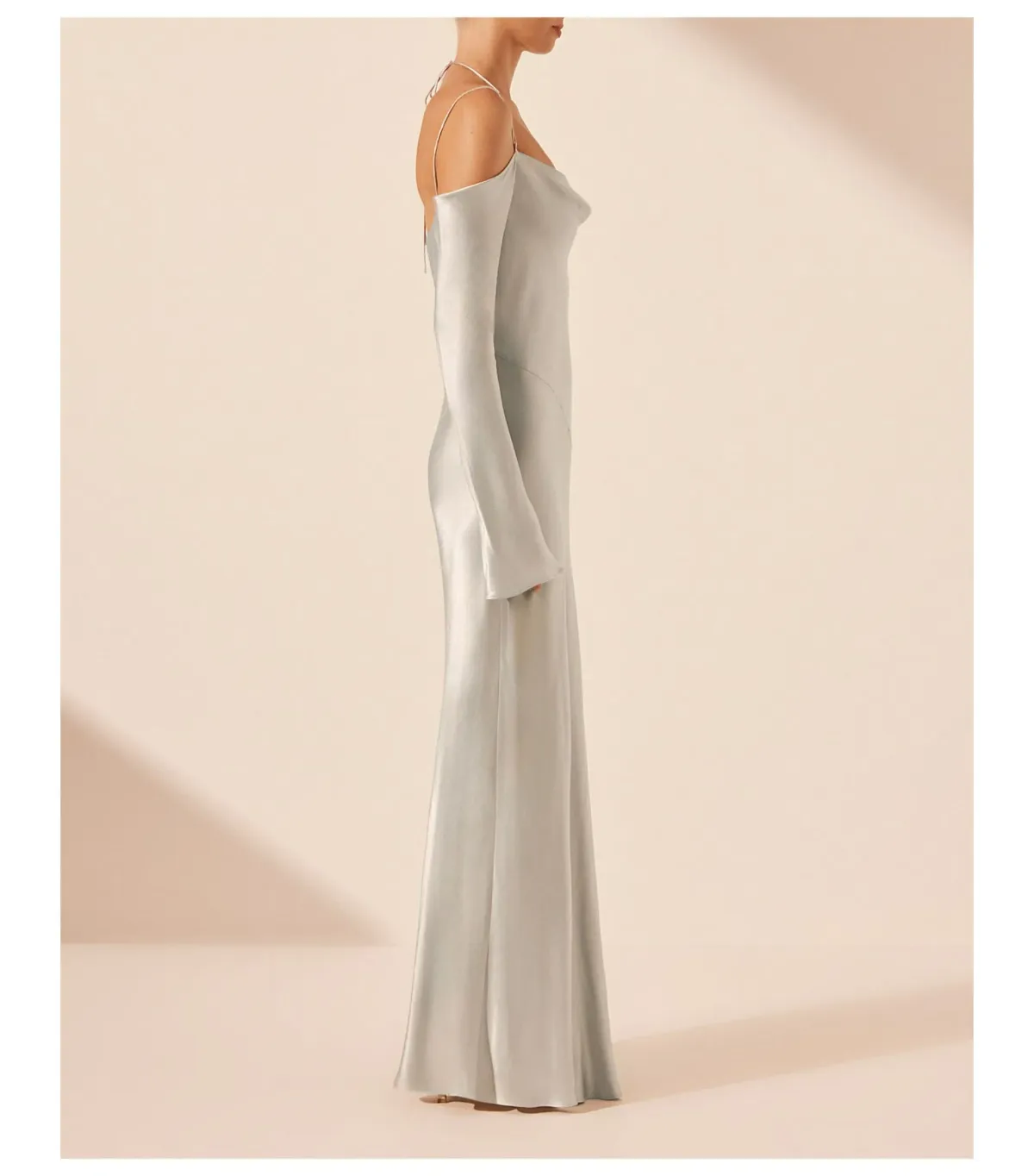Shona Joy Sofia Off Shoulder Tie Maxi Dress Silver Size 8/S - Image 3