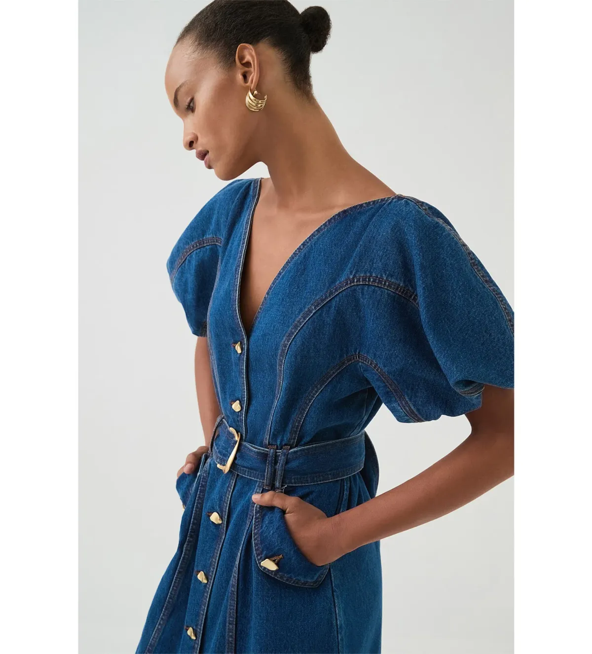 Aje Harper Denim Midi Dress Blue Size 8/S - Image 2