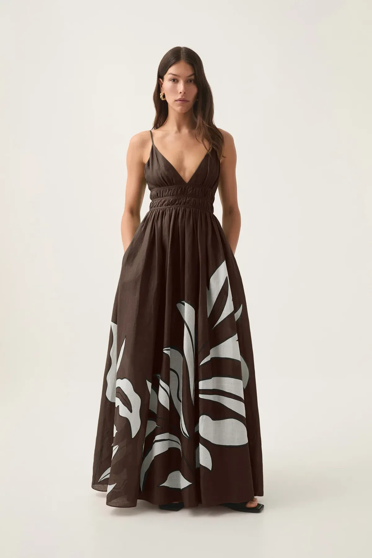 Aje Planetary Maxi Dress Abstract Fern Carob Size 8 - Image 1