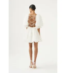 Aje Astrid Tie Back Mini Dress in Ivory Size 8 for rent on The Volte - image 3