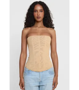Leau Muse Mesh Corset Top in Tan Size XS/AU6 for rent on The Volte - image 1