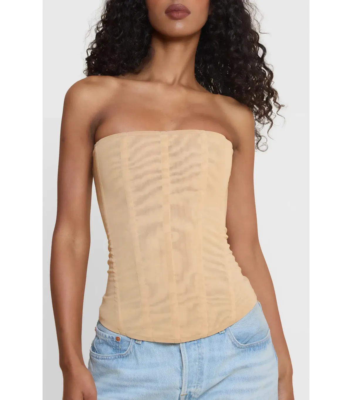 Leau Muse Mesh Corset Top Tan Size L/AU12 - Image 2