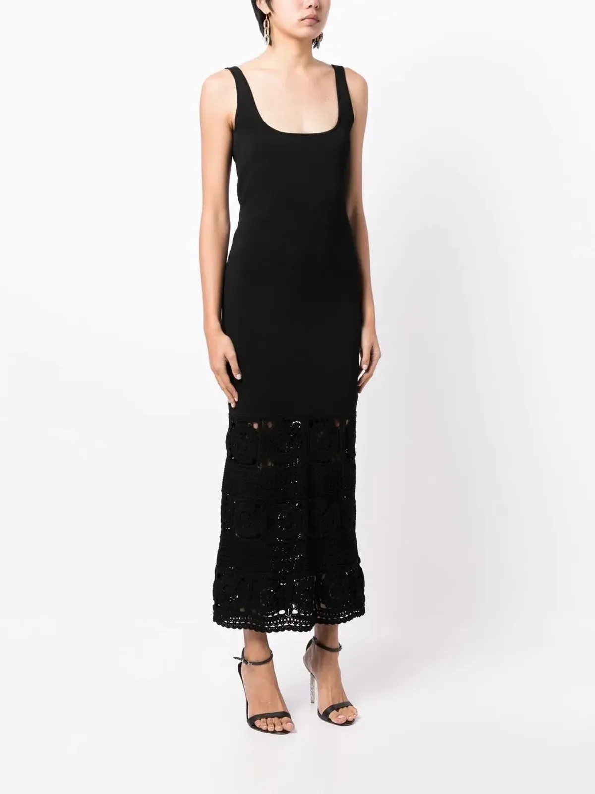Rebecca Vallance Romina Crochet Trimmed Midi Dress Black Size L AU 12 - Image 2