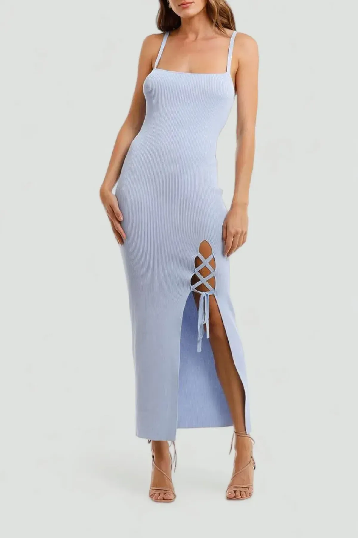 Bec and Bridge Lola Sky Blue Leg Split Midi Dress Size AU 10 - Image 1