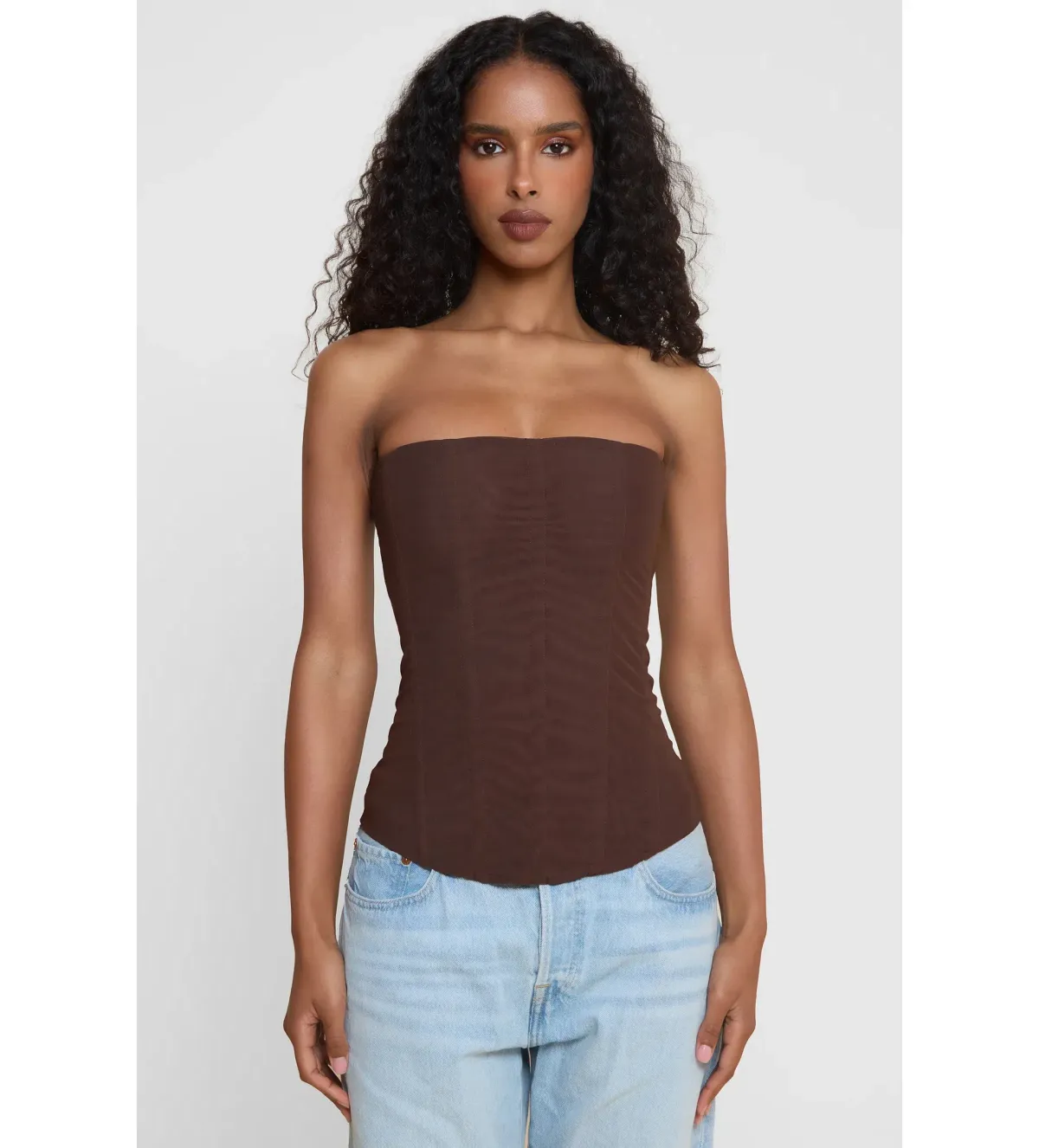 Leau Muse Mesh Corset Top in Brown Size M/AU10 - Image 1