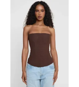 Leau Muse Mesh Corset Top in Brown Size L/AU12 for rent on The Volte - image 1