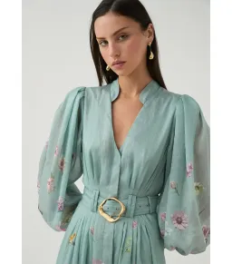 Aje Fleur Shirt Dress Mist Collage Floral Size 10/M for rent on The Volte - image 3