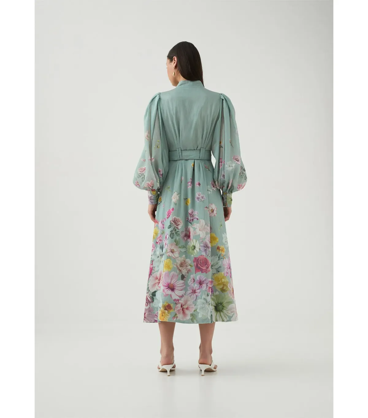 Aje Fleur Shirt Dress Mist Collage Floral Size 10/M - Image 7