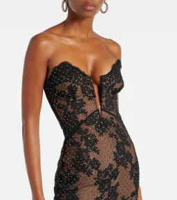 Self Portrait Embellished Sheer Lace Maxi Dress Black Size 8 for rent on The Volte - image 2