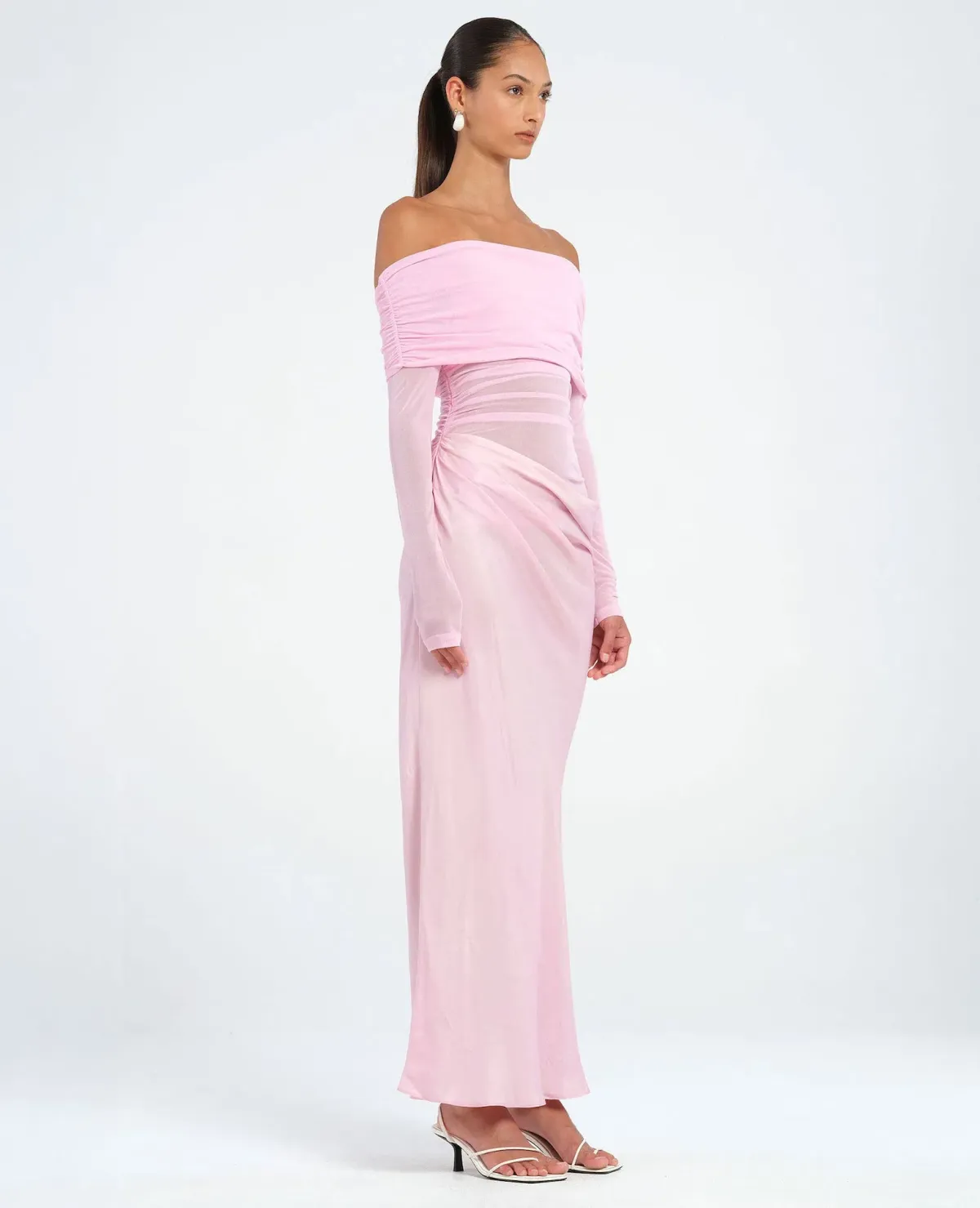 Benni Yasmin off the Shoulder Maxi Dress in Baby Pink Size 6 - Image 2