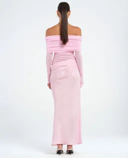 Benni Yasmin Off the Shoulder Maxi Dress in Baby Pink Size 8 for rent on The Volte - image 3