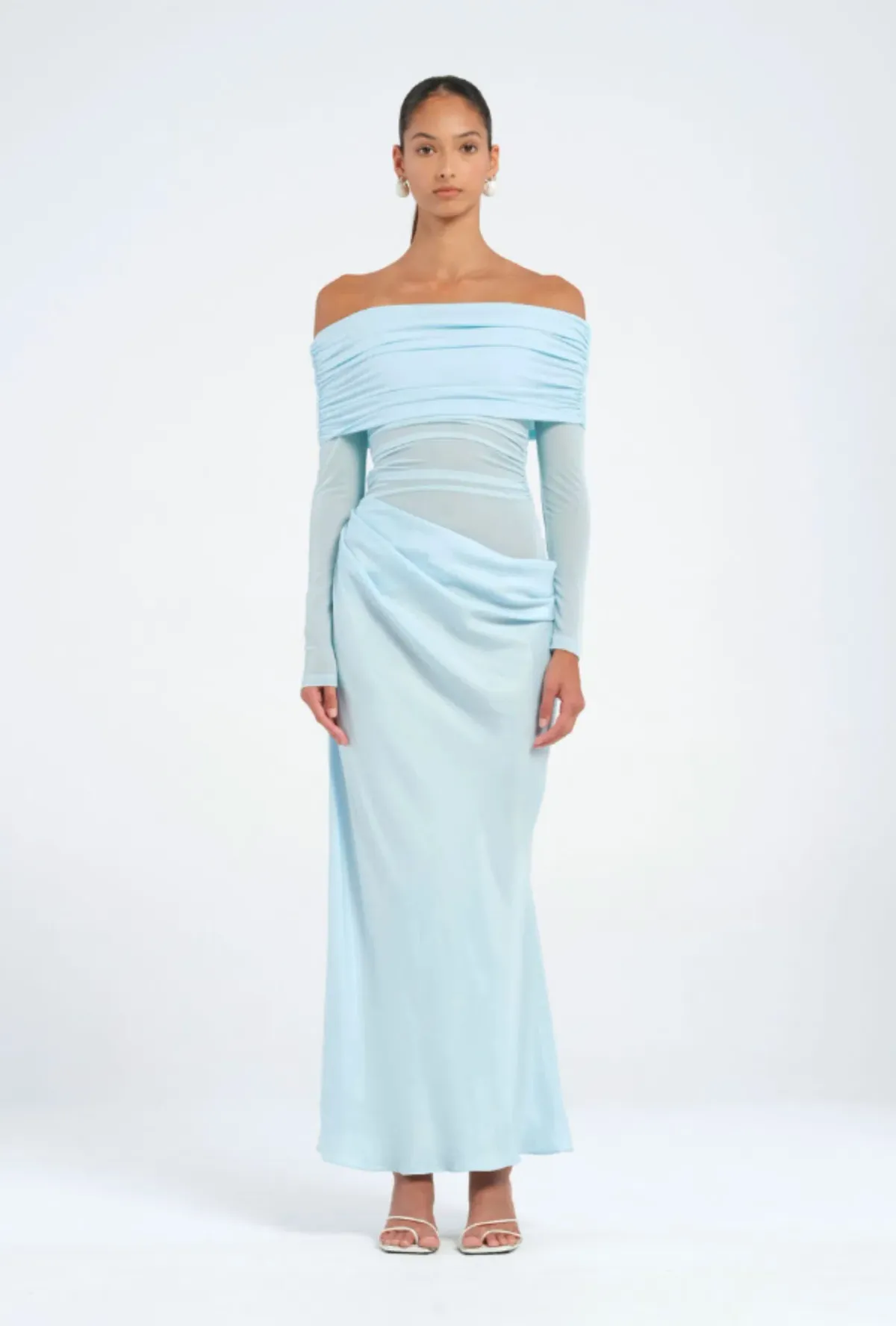 Benni Yasmin Off Shoulder Dress in Baby Blue Size 8 - Image 1