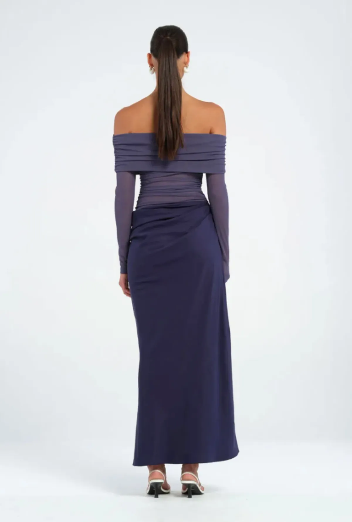 Benni Yasmin Off Shoulder Dress in Navy Size 6 - Image 4