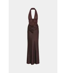 Misha The Celine Satin Maxi Dress Umber Brown Size 10 for rent on The Volte - image 4