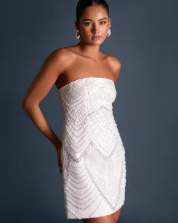 Azzurielle Felise Strapless Mini Dress White Size AU 12 for rent on The Volte - image 1