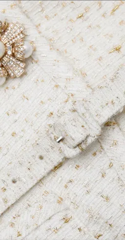 Self-Portrait Cream Metallic Boucle Mini Jacket Dress Size AU 8 for rent on The Volte - image 5