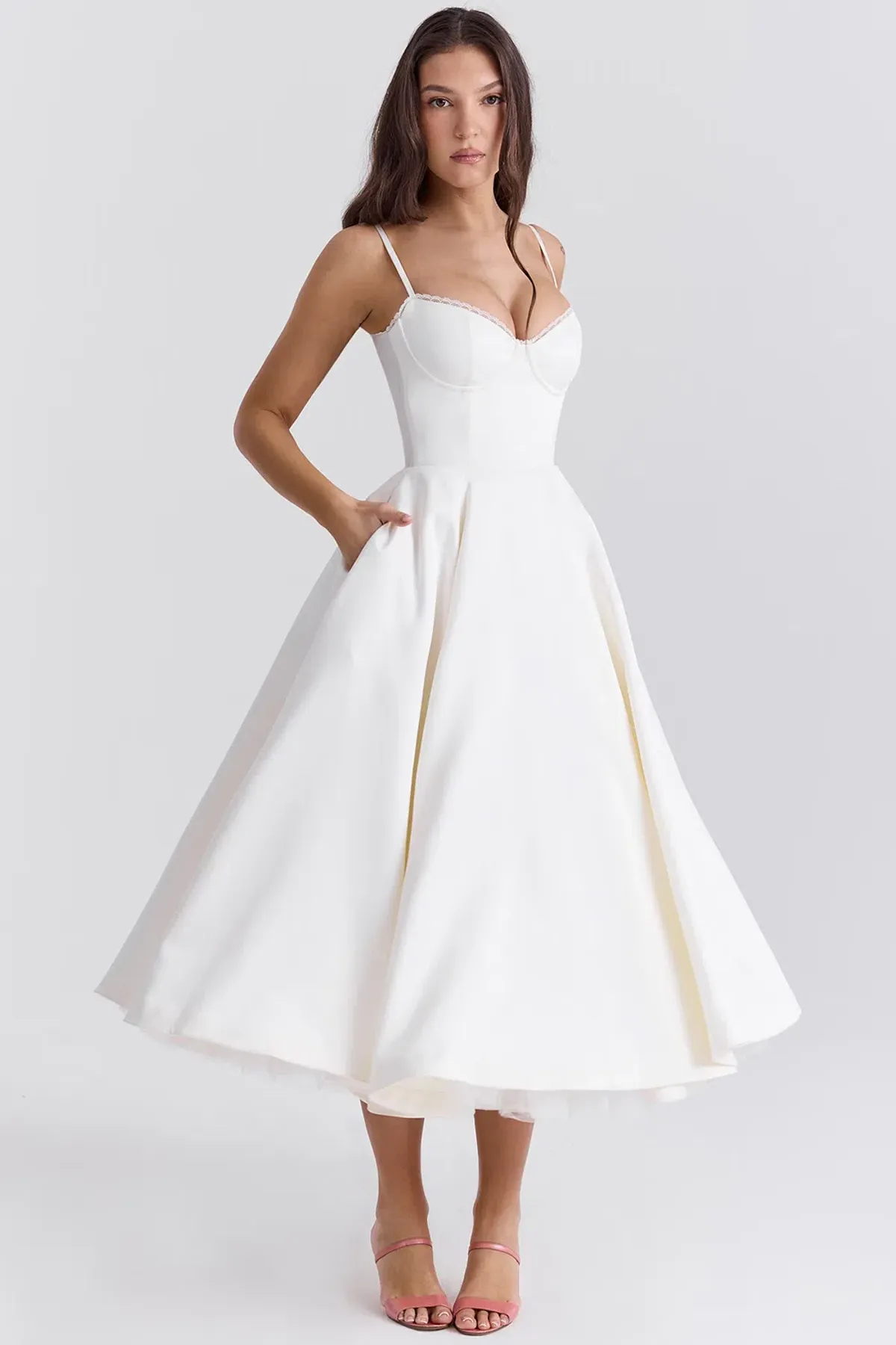 House of CB Mademoiselle White Tull Midi Dress Size AU 6 - Image 5