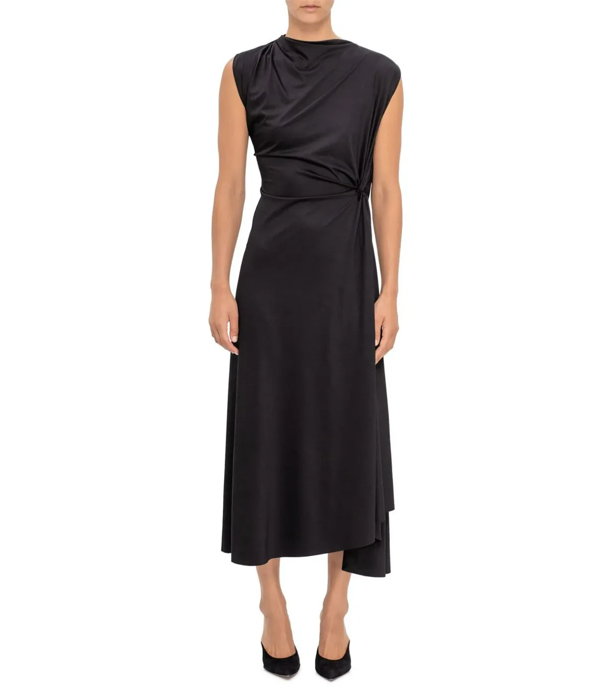 Victoria Beckham Asymmetric Drape Midi Dress Size 16 - Image 1