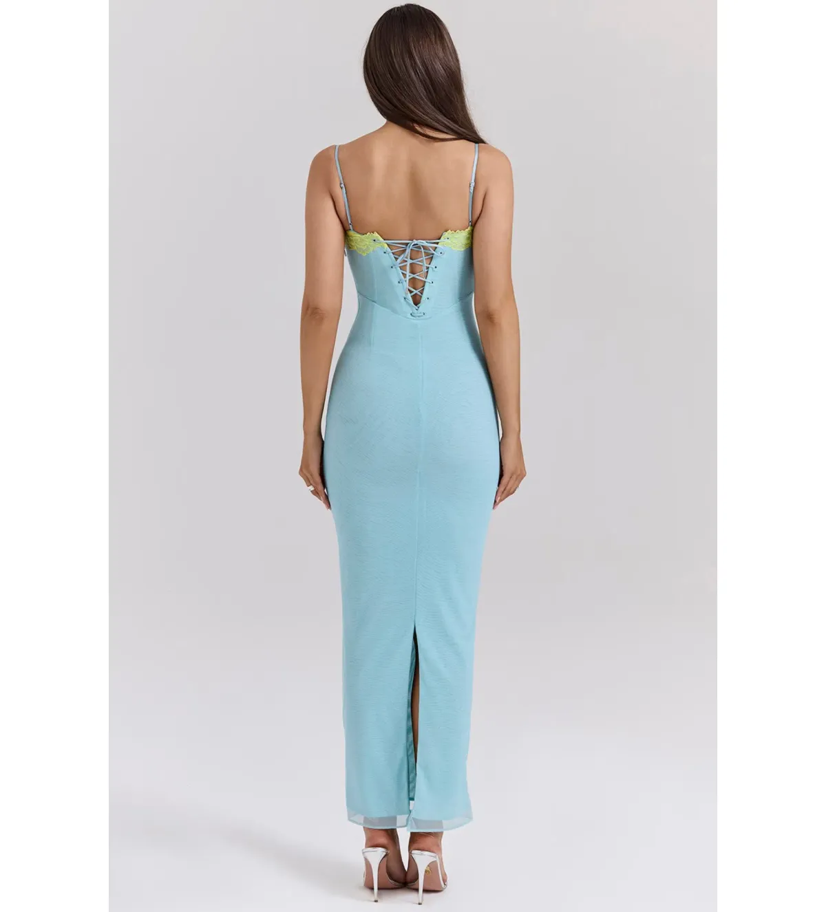 House of CB Aiza Lace Maxi Dress Ocean Blue Contrast Size S AU 8  - Image 4