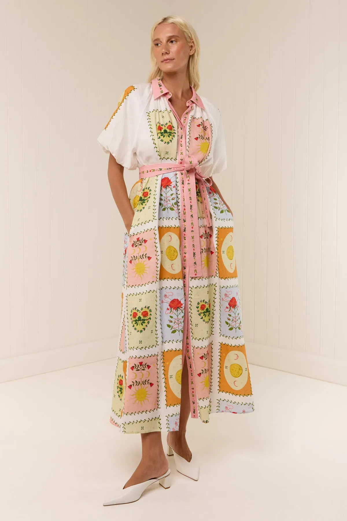 Palm Noosa Marla Dress Siesta Tile Midi Dress Print Size 6 - Image 1