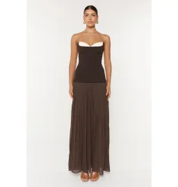 She is OLLA Nicolette Dress in Espresso Size L/AU12 for rent on The Volte - image 1