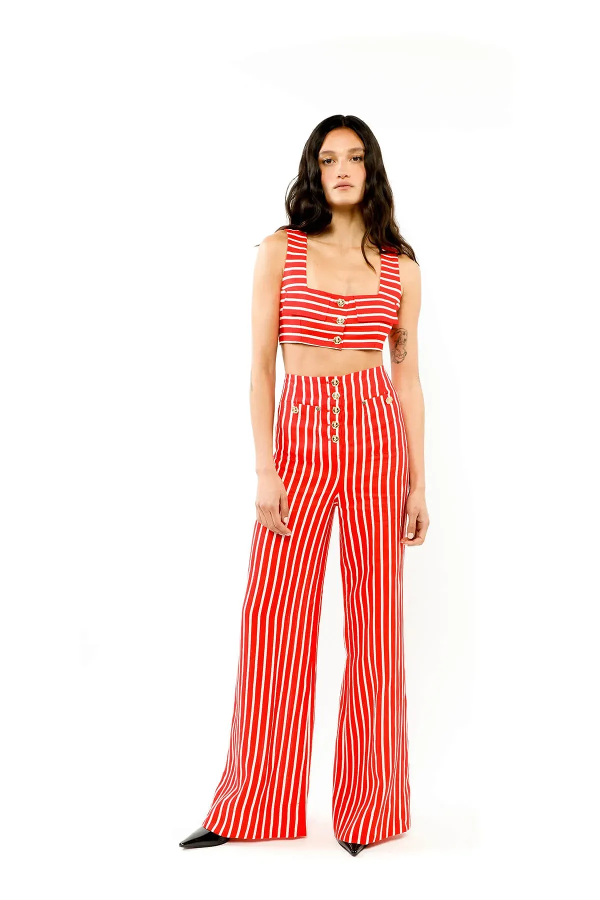 ALICE By Alice McCall Faith Crop Top Red White Stripe Size 12 - Image 4