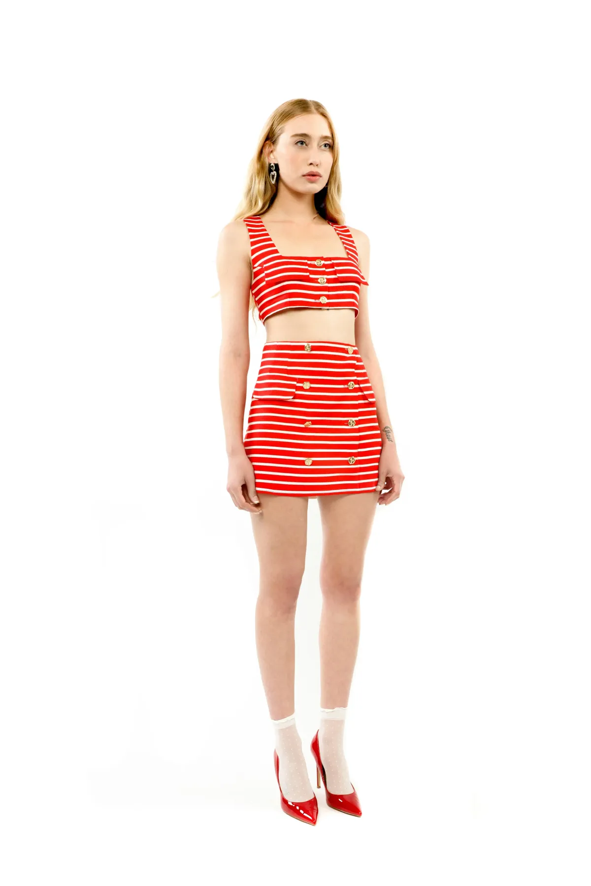 ALICE By Alice McCall Faith Crop Top Red White Stripe Size 12 - Image 2