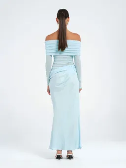 Benni Yasmin Off Shoulder Maxi Dress in Baby Blue Size 6 for rent on The Volte - image 2