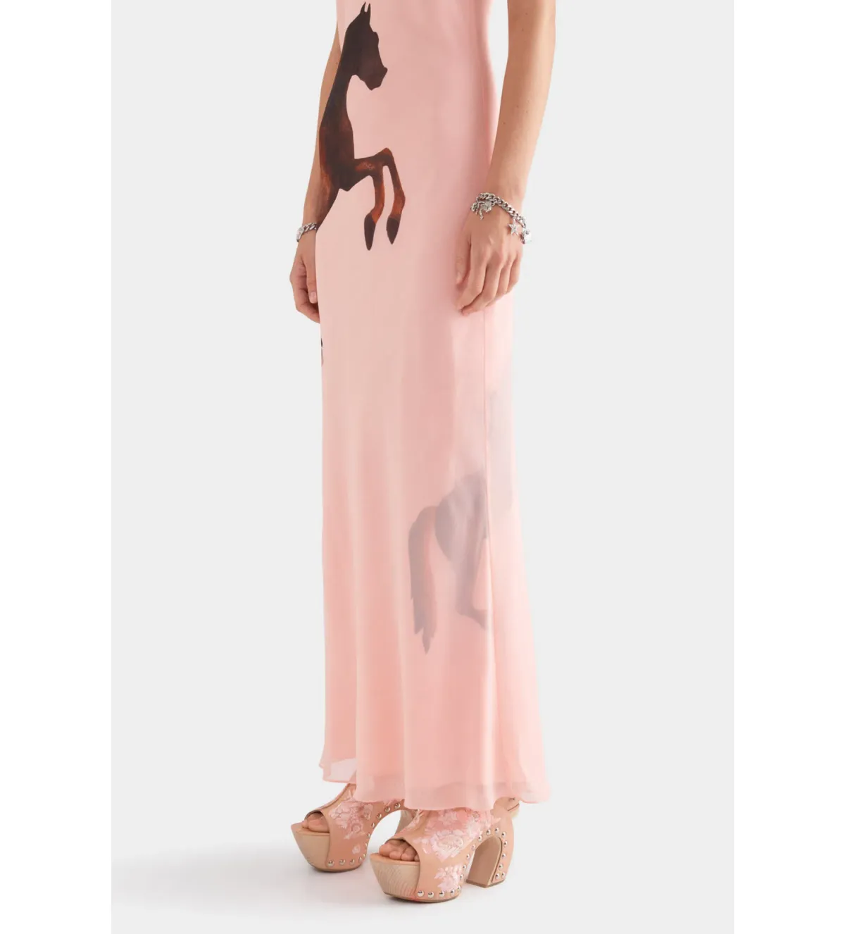 Venroy Layered Silk Slip Maxi Dress Pink Horse Stamp Size XS Au 6  - Image 2