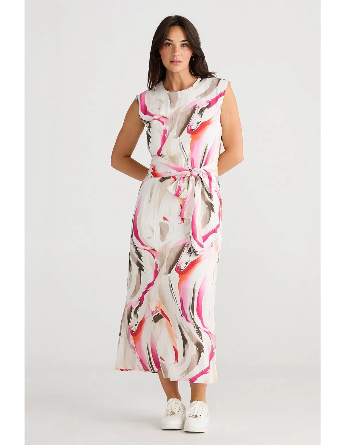 Brave + True Turning Point Dress Midi Dress in Boysenberry Swirl Print Size 10/M - Image 1