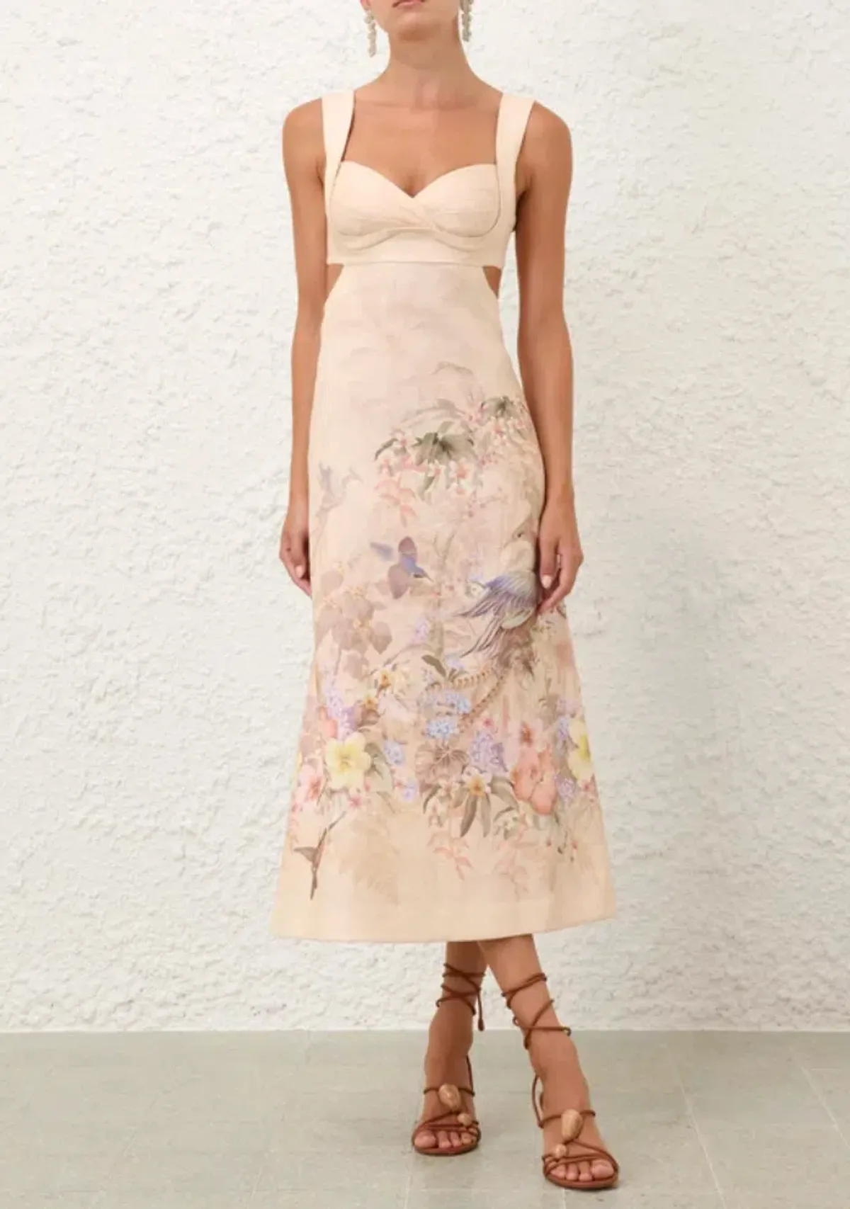 Zimmermann Illuminate Midi Dress in Ivory Tropical size 1 AU 10 - Image 1