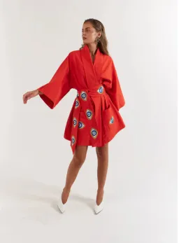 La Boheme Nirvana Robe Mini Dress Red Size 10/M for rent on The Volte - image 4