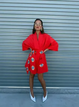 La Boheme Nirvana Robe Mini Dress Red Size 10/M for rent on The Volte - image 3