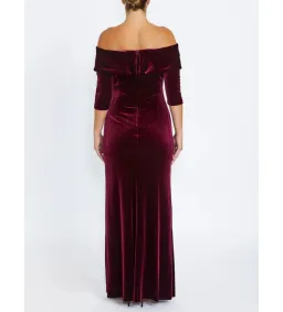 Anthea Crawford Elliana Velour Gown Merlot Size 16/XXL for rent on The Volte - image 3