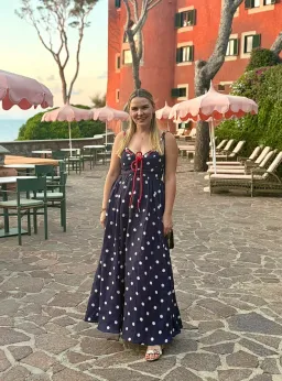Zimmermann Scarborough Eyelet Maxi Dress in Blue Ivory Polka Dot Size 1 AU 10   for rent on The Volte - image 2