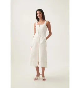 Aje Emilie Denim Midi Dress White Size 12/L for rent on The Volte - image 1